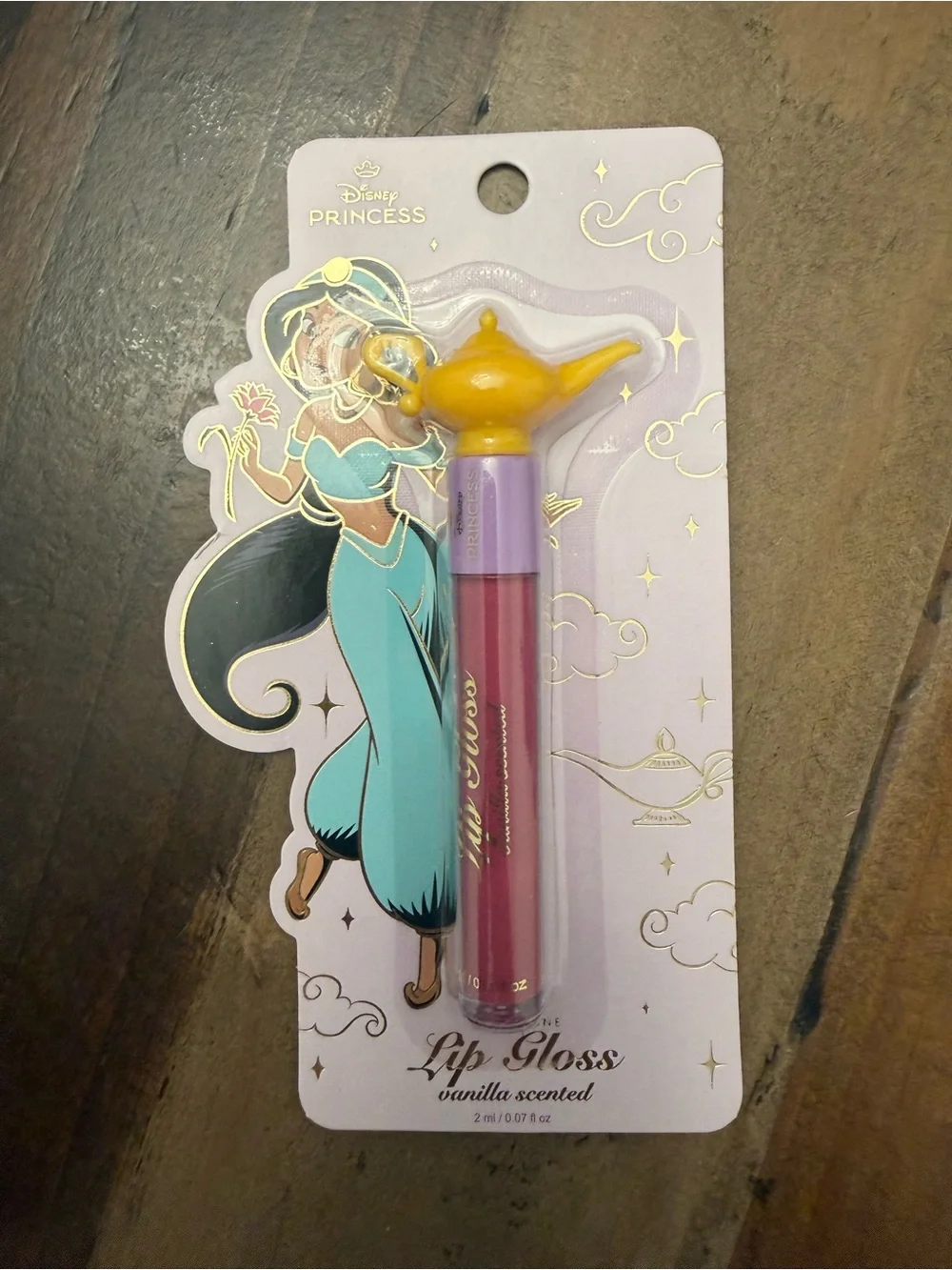 Disney Princess Lip Gloss with Yellow Genie Lamp Cap — Pink Gloss